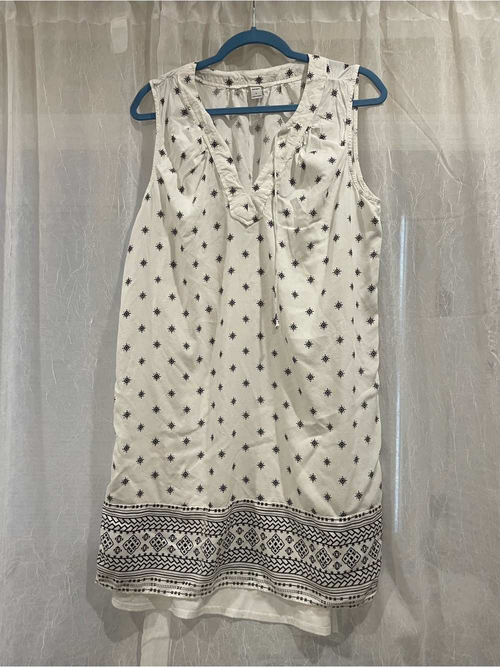 Old Navy White Boho Geometric Print Sleeveless Tunic Shift Dress L